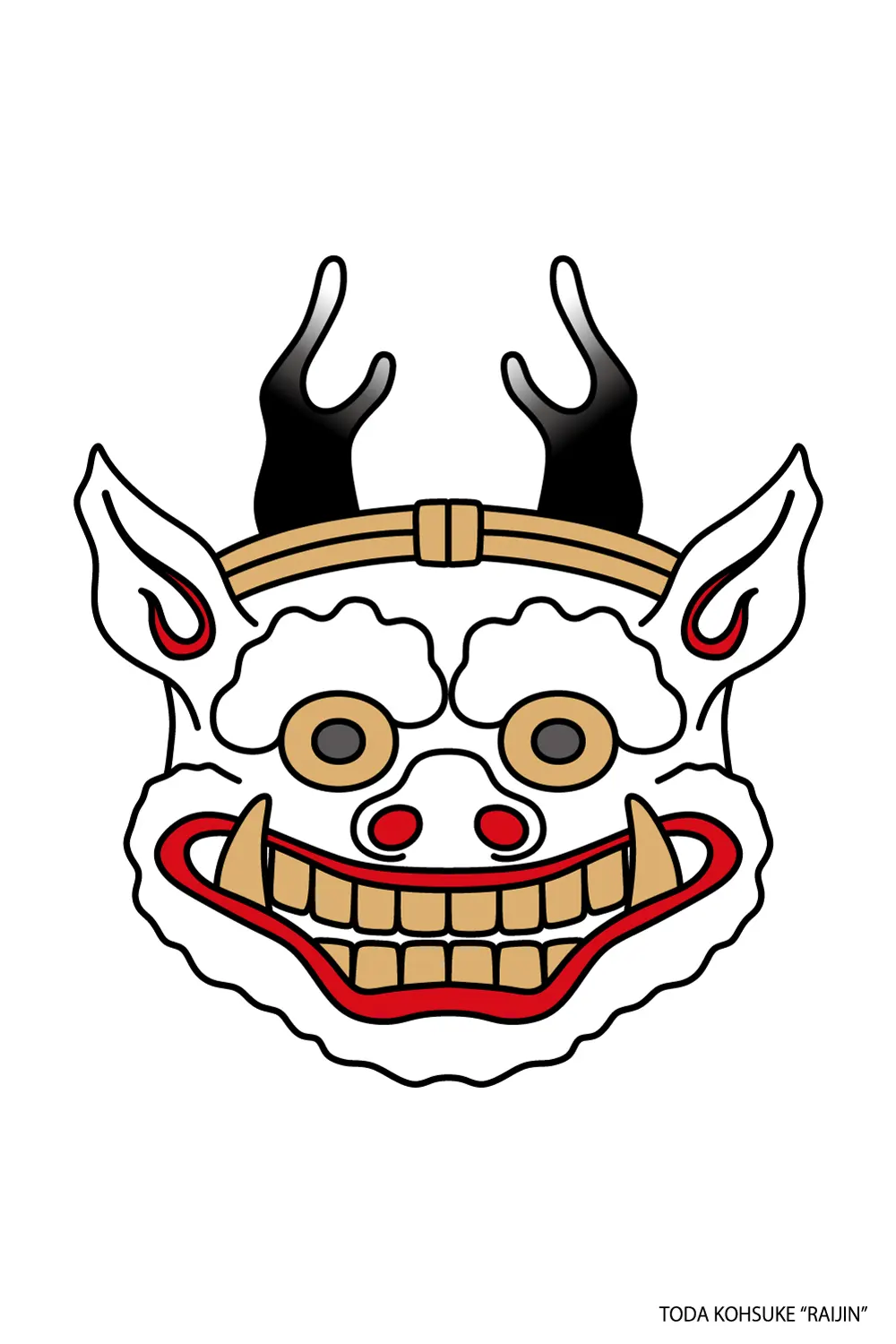 戸田光祐 作品集 デザイン アート｜KOHSUKE TODA PORTFOLIO Design Artwork｜神々の八幡神楽用の雷神面制作（手作りお面）・装束制作縫製